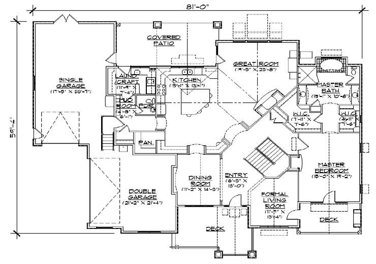 Craftsman Style House Plan - 5 Beds 3.5 Baths 2435 Sq/Ft Plan #5-358 ...