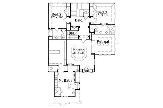 Floor Plan - Upper Floor for European House Plan #411-868 - 3 bed, 3.5 bath