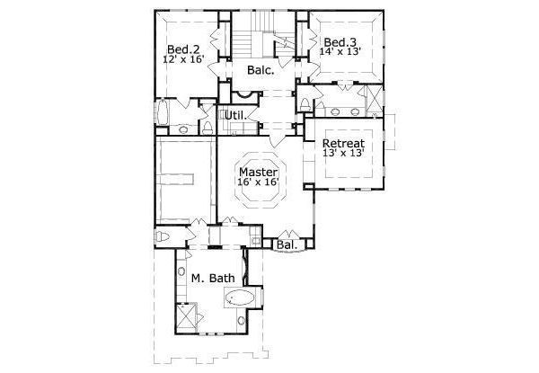 European Floor Plan - Upper Floor Plan #411-868