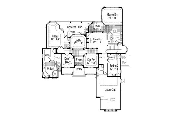 Floor Plan - Main Floor for European House Plan #417-436 - 5 bed, 5.5 bath