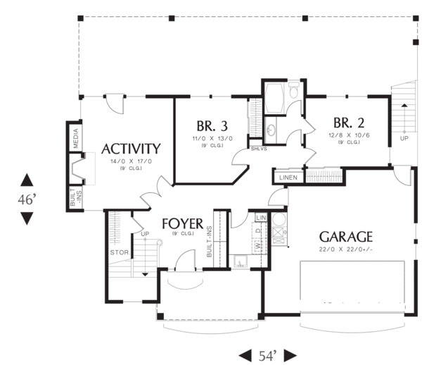 House Plan Design - Craftsman Floor Plan - Main Floor Plan #48-576