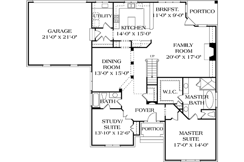 Home Plan - Floor Plan - Main Floor for Country House Plan #453-393 - 4 bed, 4 bath
