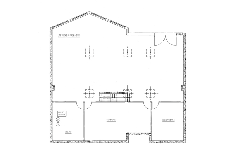 House Blueprint - Floor Plan - Lower Floor for Country House Plan #1061-12 - 3 bed, 2 bath