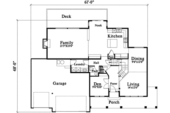 Floor Plan - Main Floor for Traditional House Plan #78-203 - 5 bed, 3.5 bath