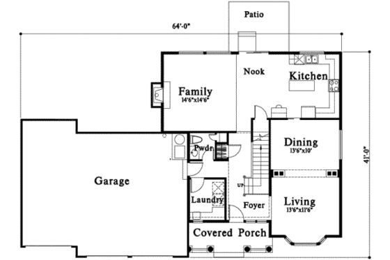 Floor Plan - Main Floor for Traditional House Plan #78-102 - 4 bed, 2.5 bath