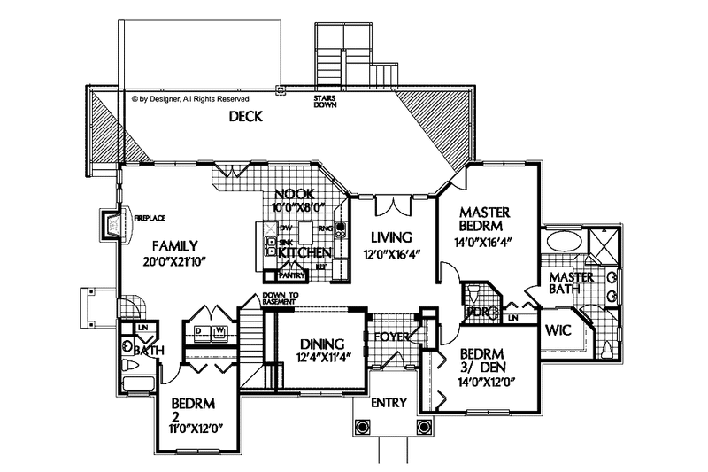 Home Plan - Floor Plan - Main Floor for Country House Plan #999-4 - 3 bed, 2.5 bath