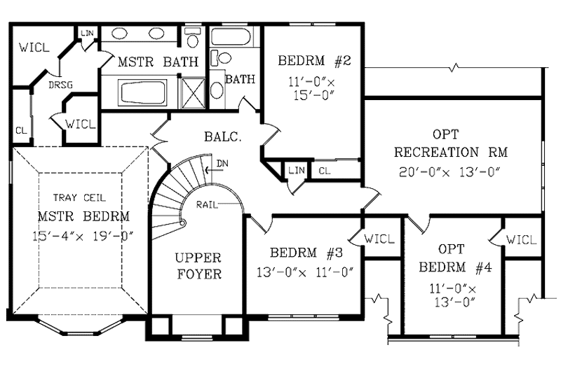 Dream House Plan - Floor Plan - Upper Floor for Traditional House Plan #314-256 - 4 bed, 2.5 bath