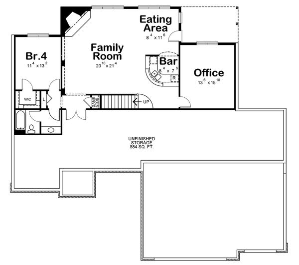 Home Plan - Traditional Floor Plan - Lower Floor Plan #20-2417