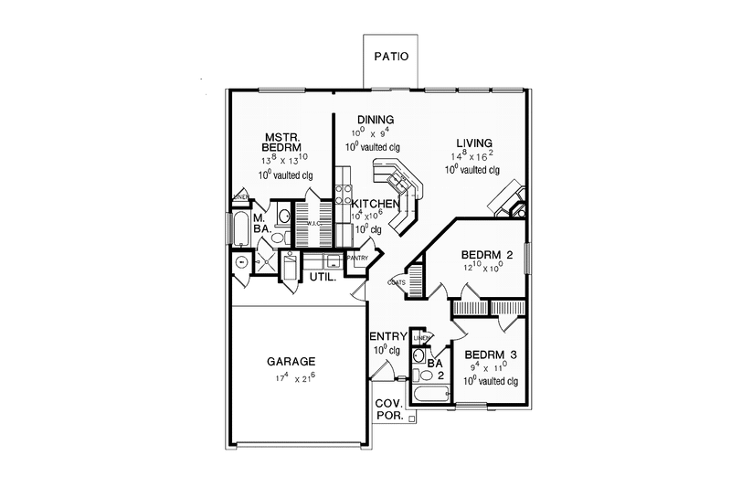 House Blueprint - Floor Plan - Main Floor for Traditional House Plan #472-429 - 3 bed, 2 bath
