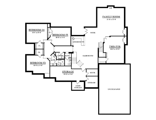 House Design - Country Floor Plan - Lower Floor Plan #937-13