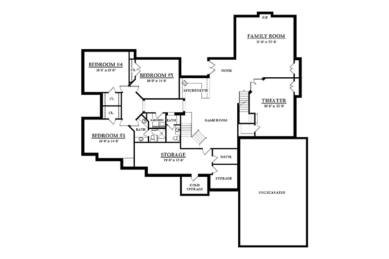 House Blueprint - Floor Plan - Lower Floor for Country House Plan #937-13 - 3 bed, 4 bath
