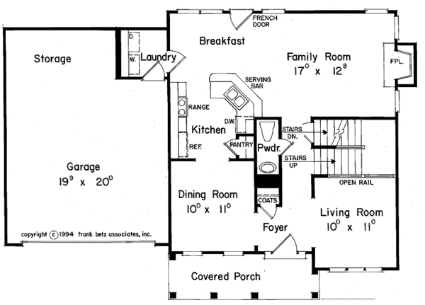 Architectural House Design - Colonial Floor Plan - Main Floor Plan #927-220
