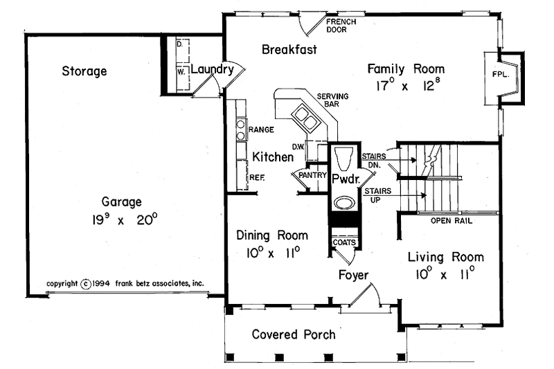 Home Plan - Floor Plan - Main Floor for Colonial House Plan #927-220 - 3 bed, 2.5 bath