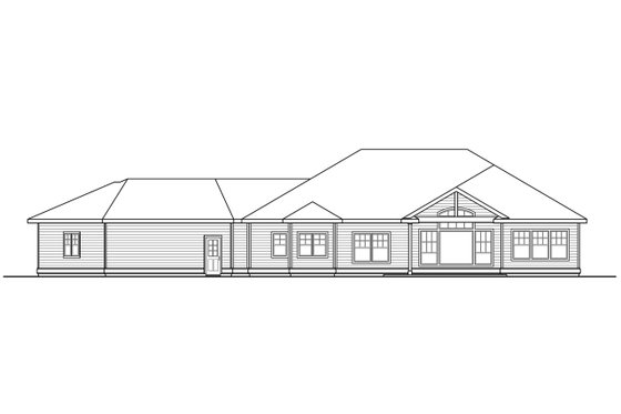 Exterior - Rear Elevation for Ranch House Plan #124-1119 - 3 bed, 2 bath