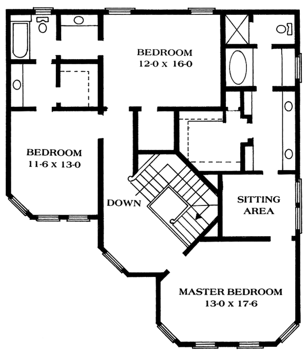 Architectural House Design - Victorian Floor Plan - Upper Floor Plan #1014-31