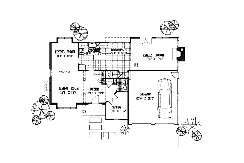 House Plan Design - Floor Plan - Main Floor for Traditional House Plan #953-20 - 4 bed, 2.5 bath