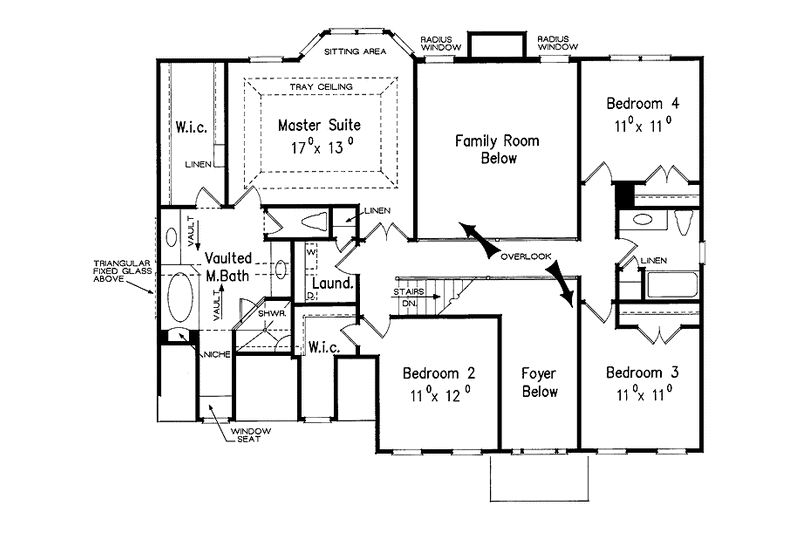 House Blueprint - Floor Plan - Upper Floor for Classical House Plan #927-617 - 5 bed, 3 bath