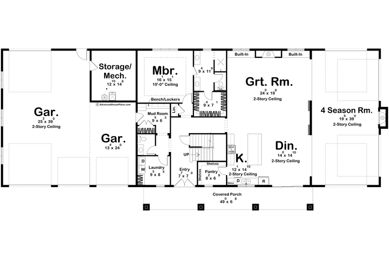 Home Plan - Floor Plan - Main Floor for Barndominium House Plan #455-569 - 6 bed, 4.5 bath