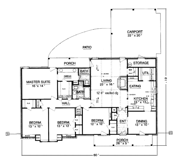 Architectural House Design - Country Floor Plan - Main Floor Plan #45-485