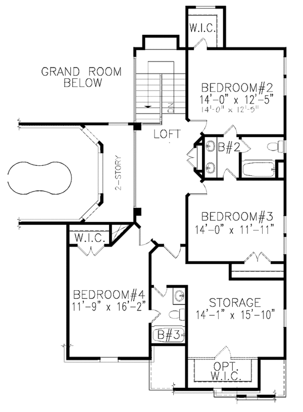 Dream House Plan - Craftsman Floor Plan - Upper Floor Plan #54-312