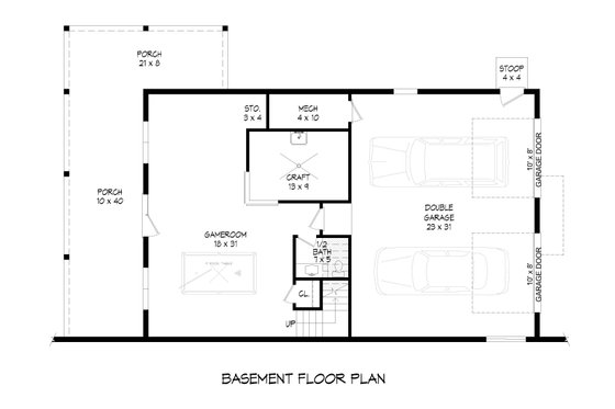 Floor Plan - Lower Floor for Traditional House Plan #932-665 - 3 bed, 2.5 bath