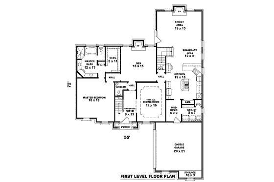Floor Plan - Main Floor for European House Plan #81-1551 - 4 bed, 3.5 bath
