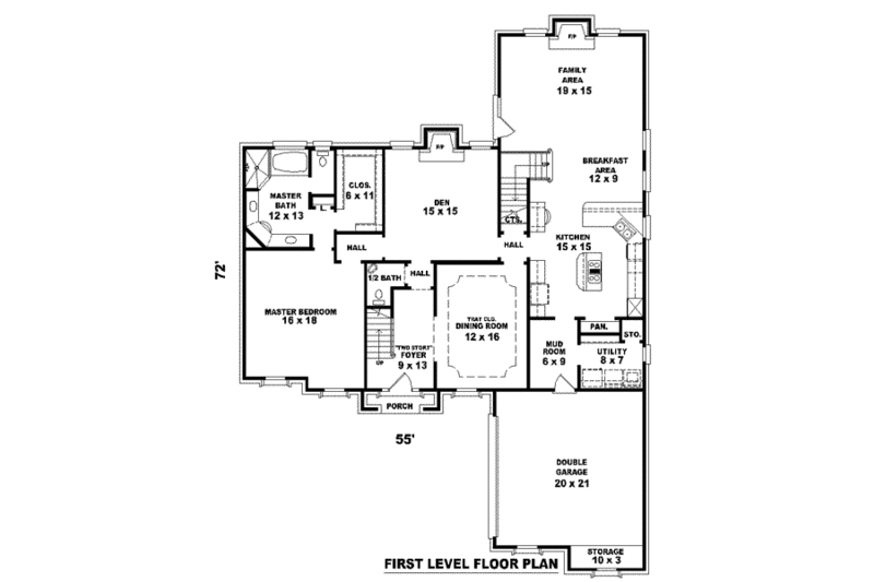 European Style House Plan - 4 Beds 3.5 Baths 3452 Sq/Ft Plan #81-1551 ...