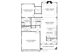 Floor Plan - Main Floor for Craftsman House Plan #453-621 - 3 bed, 2.5 bath