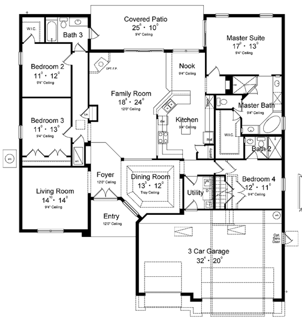 Architectural House Design - Traditional Floor Plan - Main Floor Plan #1015-20