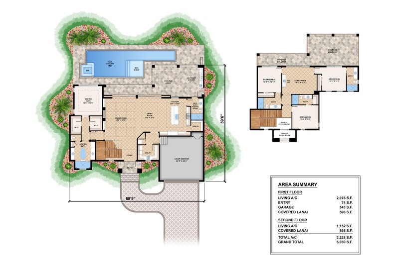 Architectural House Design - Floor Plan - Main Floor for Modern House Plan #1083-15 - 4 bed, 5 bath