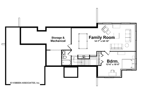 Floor Plan - Lower Floor for Craftsman House Plan #928-134 - 2 bed, 2.5 bath