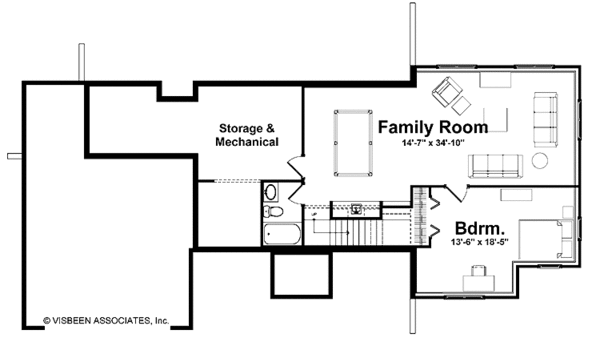 Craftsman Floor Plan - Lower Floor Plan #928-134