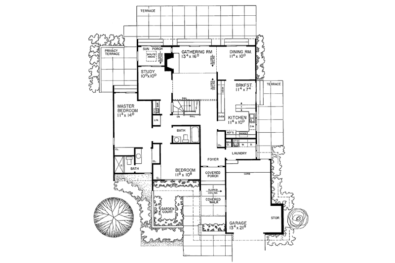 Dream House Plan - Floor Plan - Main Floor for Contemporary House Plan #72-745 - 2 bed, 2 bath