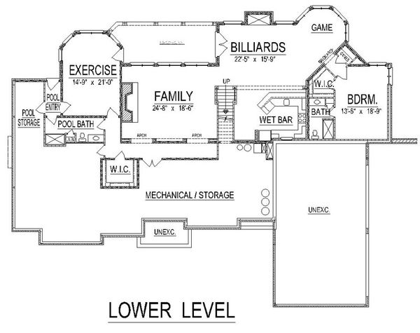 European Floor Plan - Lower Floor Plan #458-13