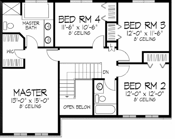 Dream House Plan - Colonial Floor Plan - Upper Floor Plan #51-748