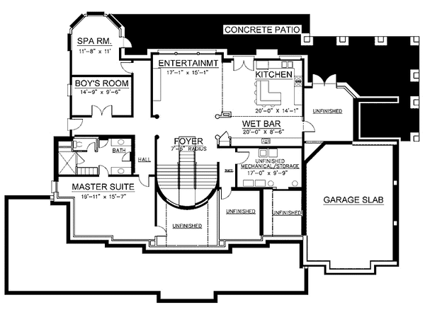 Home Plan - Floor Plan - Lower Floor for Colonial House Plan #119-413 - 4 bed, 3 bath