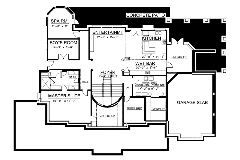 Home Plan - Floor Plan - Lower Floor for Colonial House Plan #119-413 - 4 bed, 3 bath