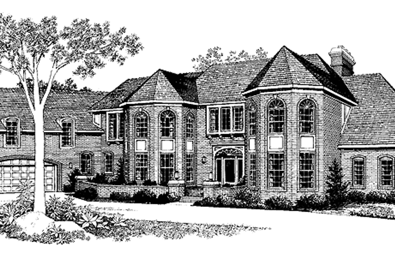 Home Plan - Exterior - Front Elevation 3 for European House Plan #72-834 - 4 bed, 3 bath