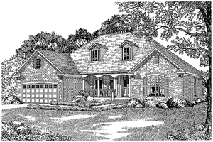 Exterior - Front Elevation 3 for Country House Plan #17-2797 - 4 bed, 2 bath