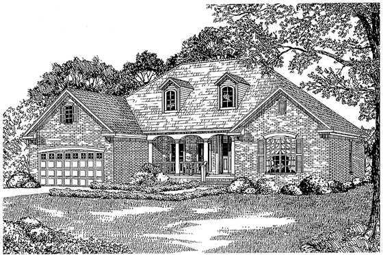 Exterior - Front Elevation 3 for Country House Plan #17-2797 - 4 bed, 2 bath