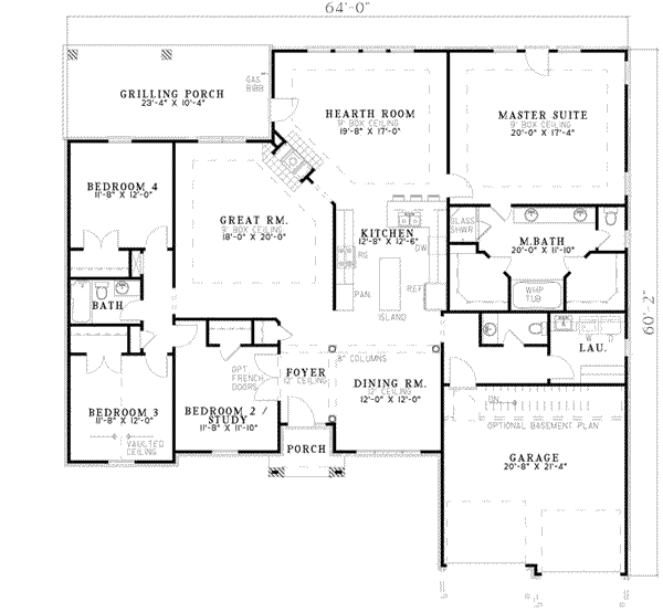 Home Plan - Southern Floor Plan - Main Floor Plan #17-1048