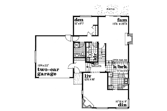 Floor Plan - Main Floor for Traditional House Plan #47-394 - 3 bed, 3 bath