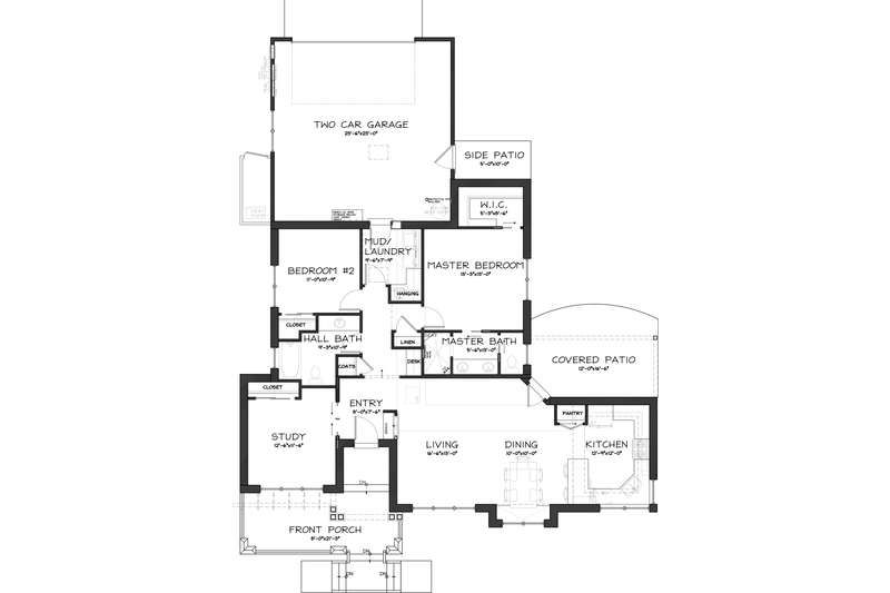 House Blueprint - 1600 square foot Craftsman with rear entry garage