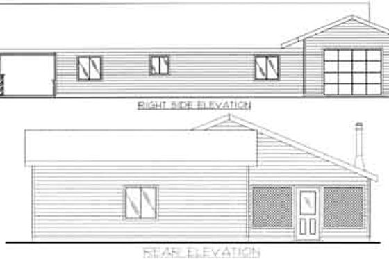 Exterior - Rear Elevation for Traditional House Plan #117-454 - 2 bed, 2 bath