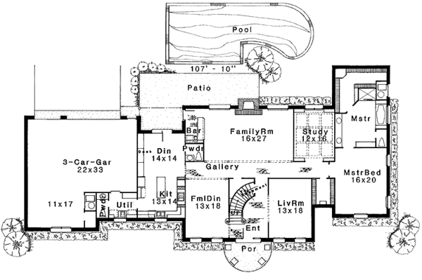 Architectural House Design - Classical Floor Plan - Main Floor Plan #310-1076