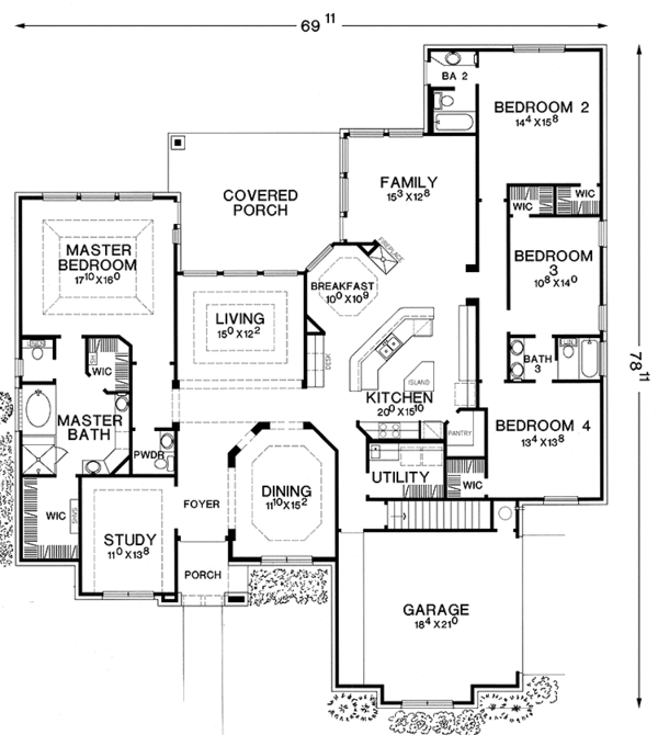 Architectural House Design - Mediterranean Floor Plan - Main Floor Plan #472-330
