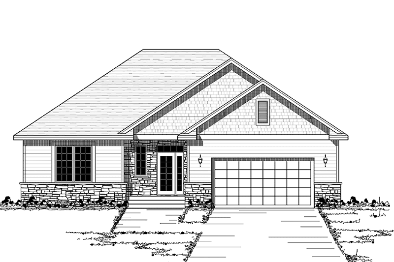 Home Plan - Exterior - Front Elevation 3 for European House Plan #51-591 - 2 bed, 1 bath