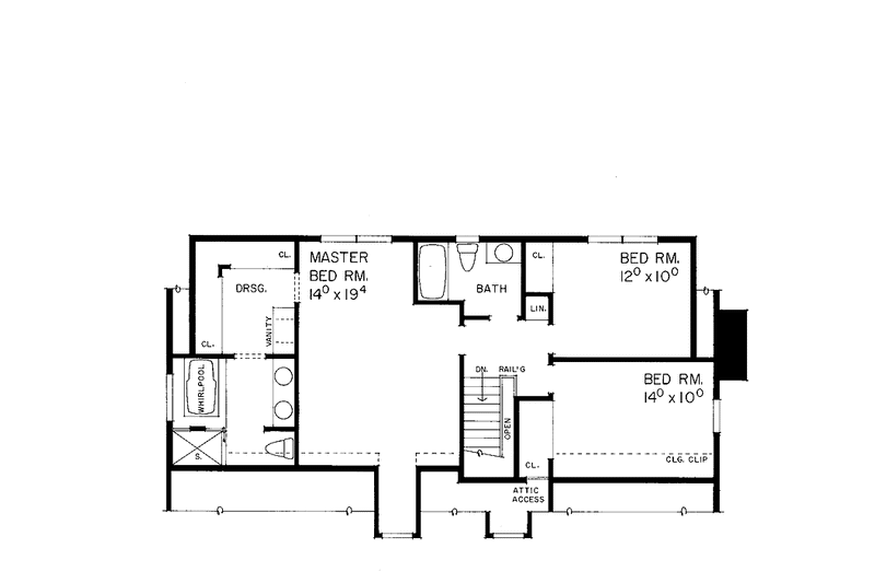 Home Plan - Floor Plan - Upper Floor for Country House Plan #72-877 - 3 bed, 2.5 bath