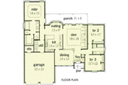 European Style House Plan - 3 Beds 2 Baths 1871 Sq/Ft Plan #16-145 
