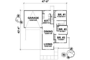 Floor Plan - Main Floor for Country House Plan #50-269 - 3 bed, 1 bath